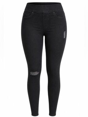 SPANX Distressed Skinny Jeans Leggings Vintage Black 3X NWT